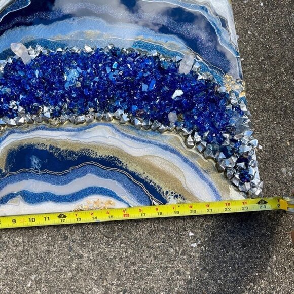 Geode Abstract Resin Art Piece | 24" x 20" Wood Panel | Broken Moroccan Geode - Picture 7 of 11